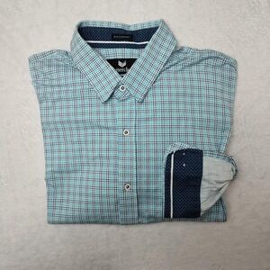 Buttercloth Shirt Mens 2XL Blue Check Icy Cotton Stretch Long Sleeve Button Up